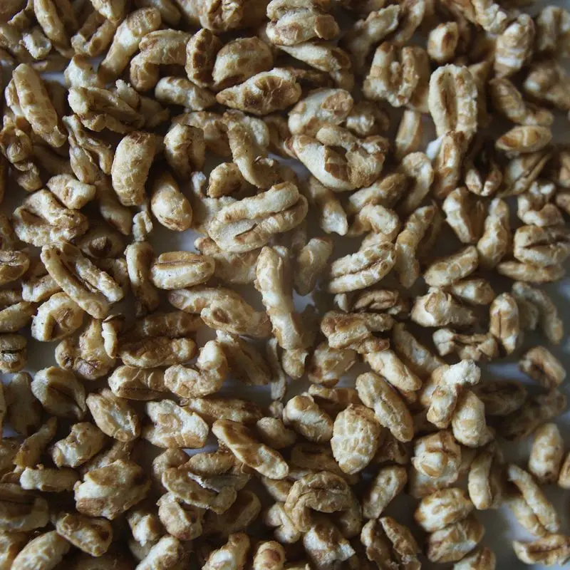 Cereales integrales inflados de color marrón en primer plano