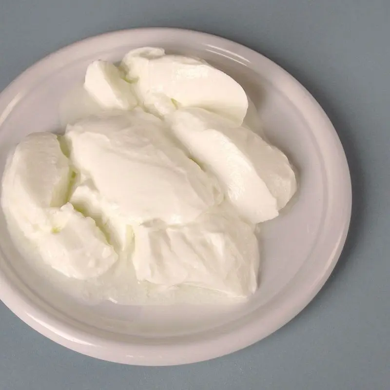 Yogur natural blanco servido en un plato